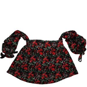 Club Monaco Floral Off-the-Shoulder Top Silk Wool Cotton Blend